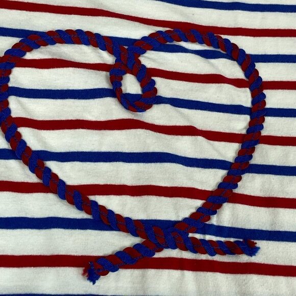 Talbots Striped 3/4 Sleeve Top with Embroidered Heart, SP - Picture 8 of 9